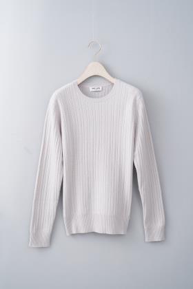100% Cashmere Solid Cable Knit Crew Neck Sweater