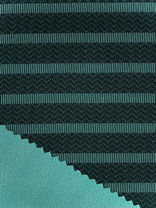 Circular knit two tone texture stripe double jersey