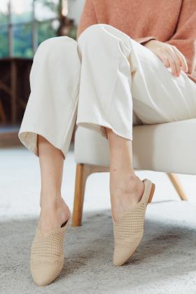 Pineapple leaf fiber low-heeled mules
